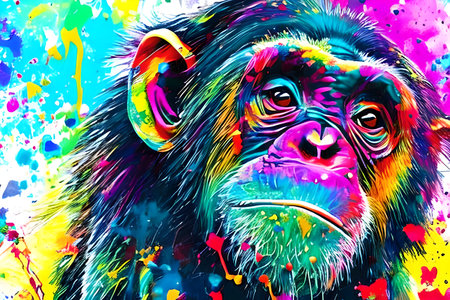 Chimpanzee of different colors close-up. Generative AIの素材