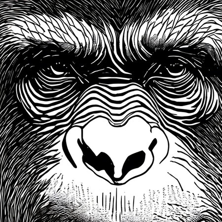 Look of chimpanzee, portrait super close-up. Generative AIの素材