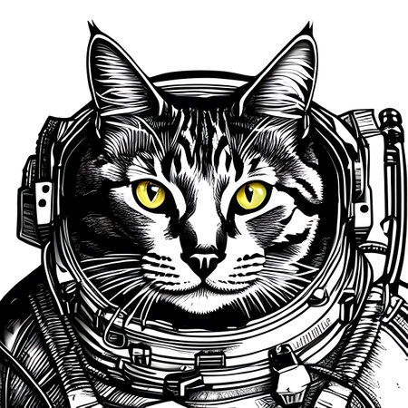 Spacesuited cat astronaut. Generative AIの素材
