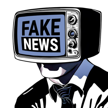 Fake News - Man with old TV set instead his own head. Generative AIの素材
