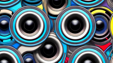 Audio speakers abstract background. Retro style. Generative AIの素材