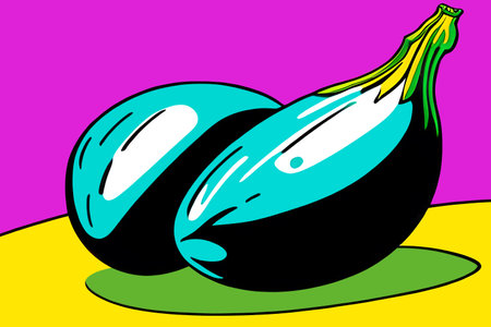 Eggplants. Retro style still life. Generative AIの素材