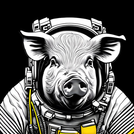 Pig astronaut. Comic book style. Generative AIの素材