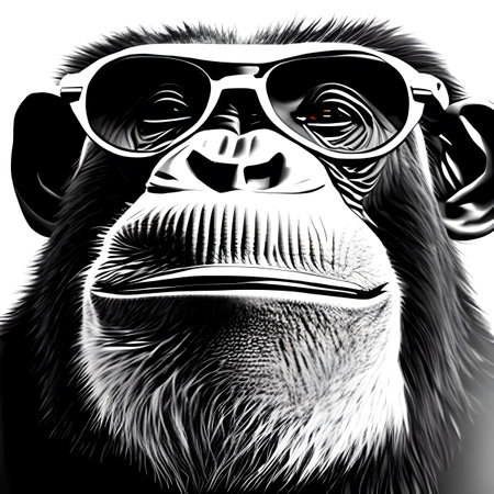 Smart monkey with spectacles, portrait close-up. Generative AIの素材