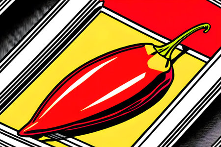 Red chilli pepper. Pop art style still life. Generative AIの素材