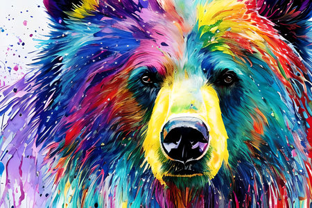 Bear of different colors, graffiti style portrait close-up. Generative AIの素材
