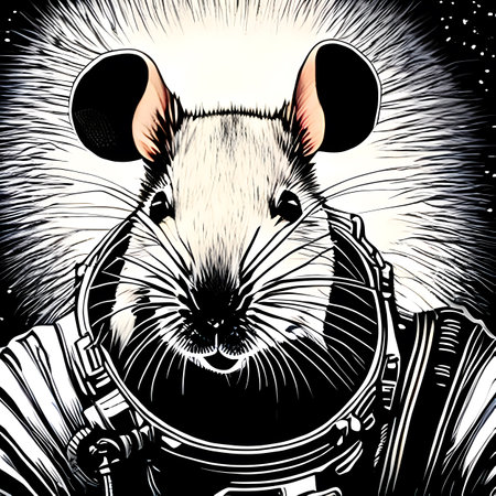 Rat astronaut portrait. Comic book style. Generative AIの素材