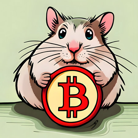 Cute hamster holding Bitcoin. Generative AIの素材
