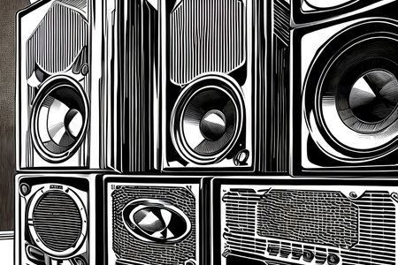 Powerful music audio speakers. Generative AIの素材