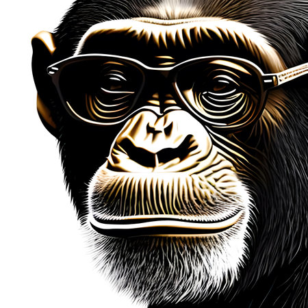 Monkey with spectacles. Generative AIの素材