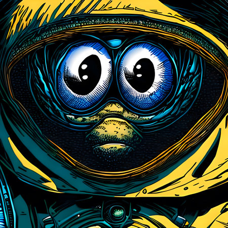 Extraterrestrial alien being with big blue eyes. Generative AIの素材