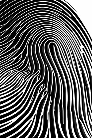 Fingerprint. Black and white generative AI illustration, detective story book cover designの素材
