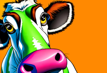 Cow portrait. Comic book style generative AI illustrationの素材