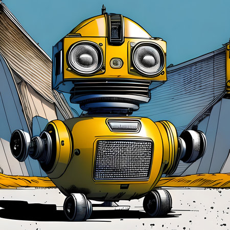 Surreal musical robot with audio speakers. Generative AI illustrationの素材