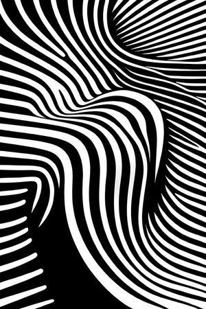 Abstract op art design. Black and white generative AI illustration, backgroundの素材