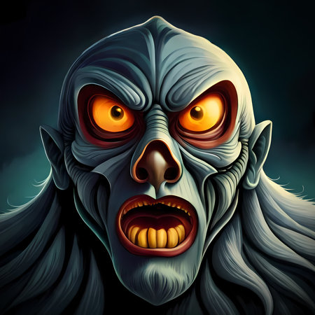 Surprised monster. Generative AI illustration for Halloweenの素材