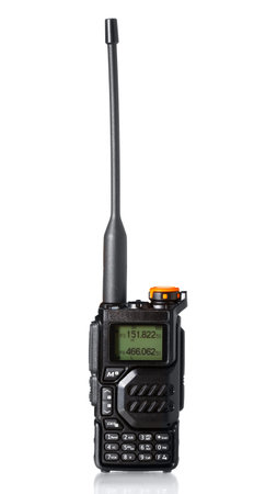 Walkie-talkie - Portable two-way radio isolated on the white backgroundの写真素材