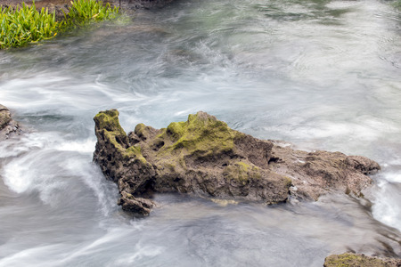 Rock on waterfallの写真素材