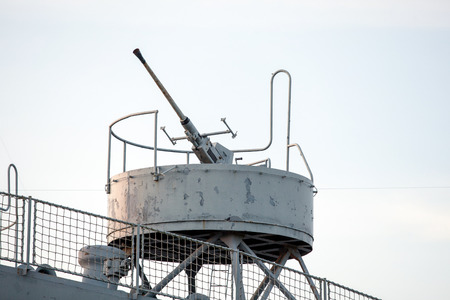 front cannon is war shipの写真素材