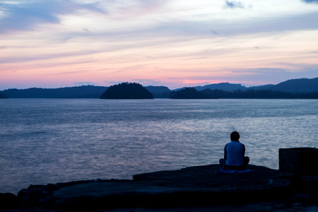 sunset ao-nang beachの写真素材