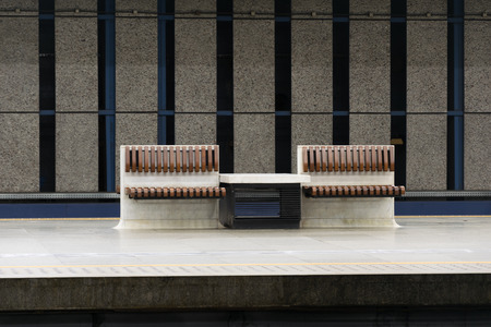 bench in railway station.の写真素材
