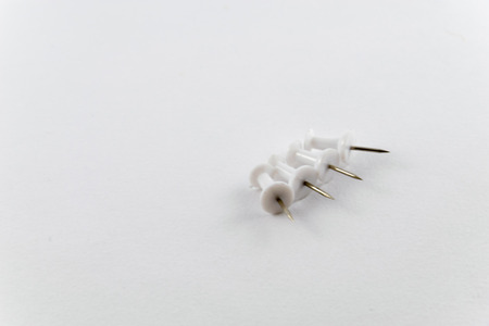 Push pins isolated on white background.の写真素材