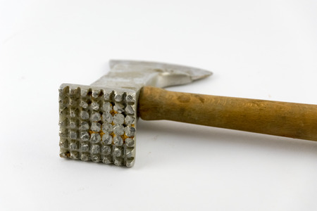 Wooden Meat cleaver and tenderizer isolated on white background.