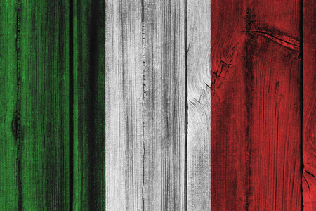 Italy  flag painted on wooden wall for background.の写真素材