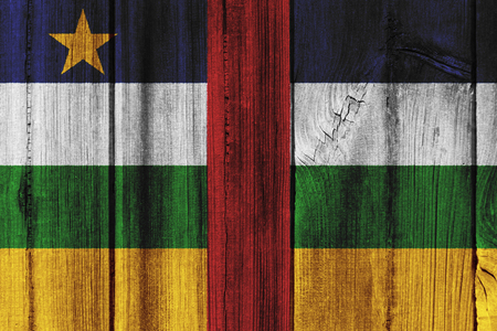 The Central African Republic  flag painted on wooden wall for background.の写真素材