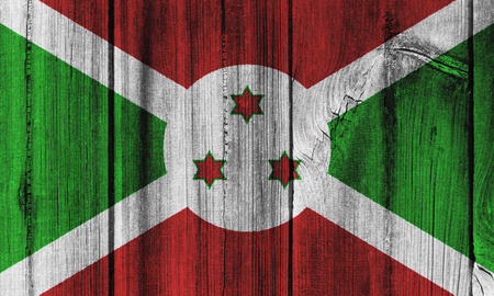 Burundi  flag painted on wooden wall for background.の写真素材