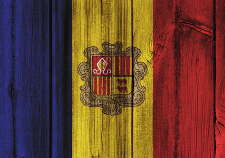 Andorra  flag painted on wooden wall for background.の写真素材