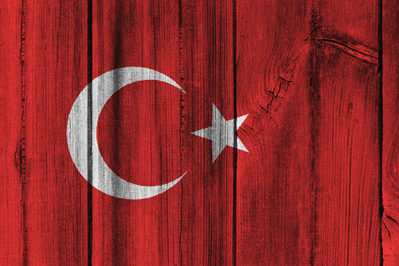Turkey  flag painted on wooden wall for background.の写真素材
