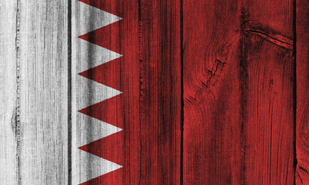 Bahrain  flag painted on wooden wall for background.の写真素材