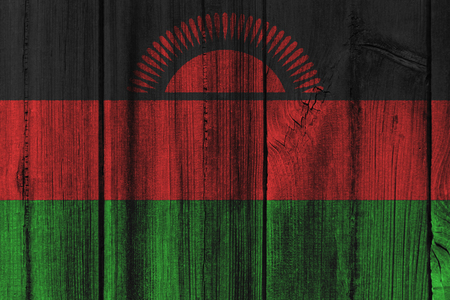 Malawi  flag painted on wooden wall for background.の写真素材
