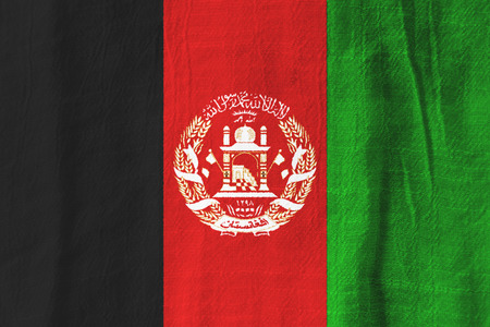 Afghanistan national flag from fabric for graphic design.の写真素材