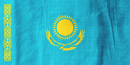 Kazakhstan national flag from fabric for graphic design.の写真素材