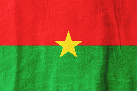 Burkina Faso national flag from fabric for graphic design.の写真素材