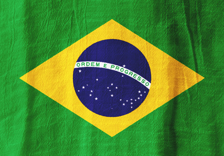 Brazil national flag from fabric for graphic design.の写真素材
