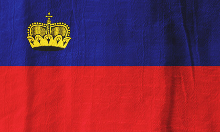 Liechtenstein national flag from fabric for graphic design.の写真素材