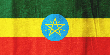 Ethiopia national flag from fabric for graphic design.の写真素材