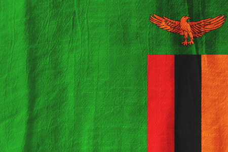 Zambia national flag from fabric for graphic design.の写真素材