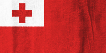 Tonga national flag from fabric for graphic design.の写真素材