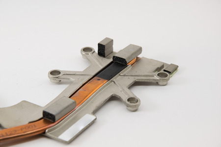 The used cooling system for a laptop. Close-up.の写真素材