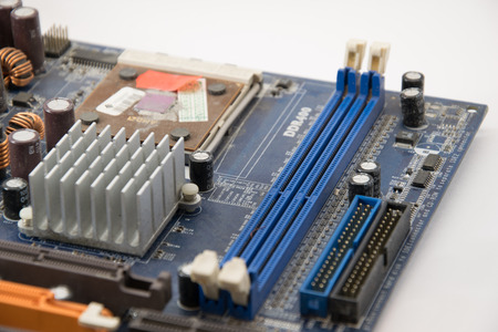 close up part of motherboard from laptop computer. Ram socket.の写真素材