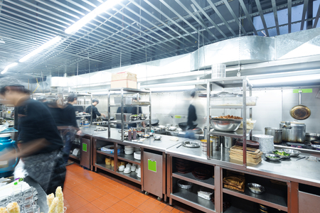 motion chefs in a restaurant kitchenのeditorial素材
