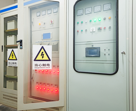 Electric measuring devices and switches are located on panels