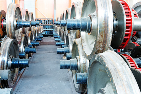 heavy industry factory,production of the steel train wheelsの写真素材