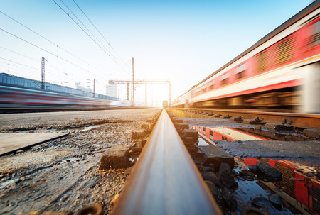 fast moving trainの写真素材