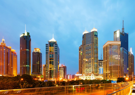 the night view of the lujiazui financial centre in shanghai china.