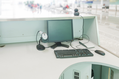 Interior of the airport in pudong shanghai chinaの写真素材
